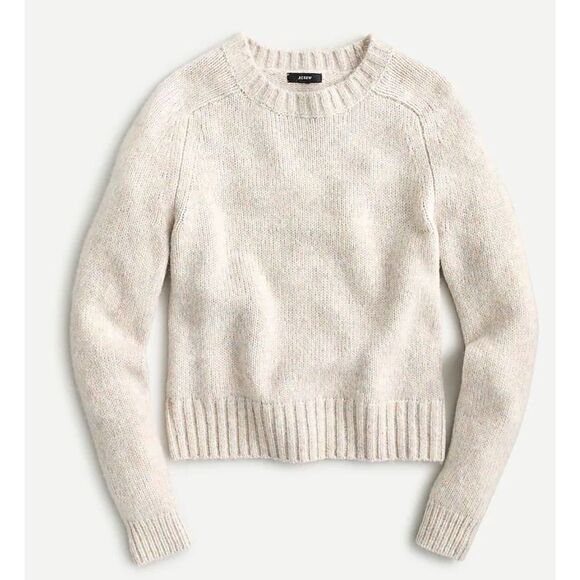 J.Crew Alpaca Blend Crew Neck Sweater Ivory Speckled Yarn Long Sleeves - Picture 1 of 12